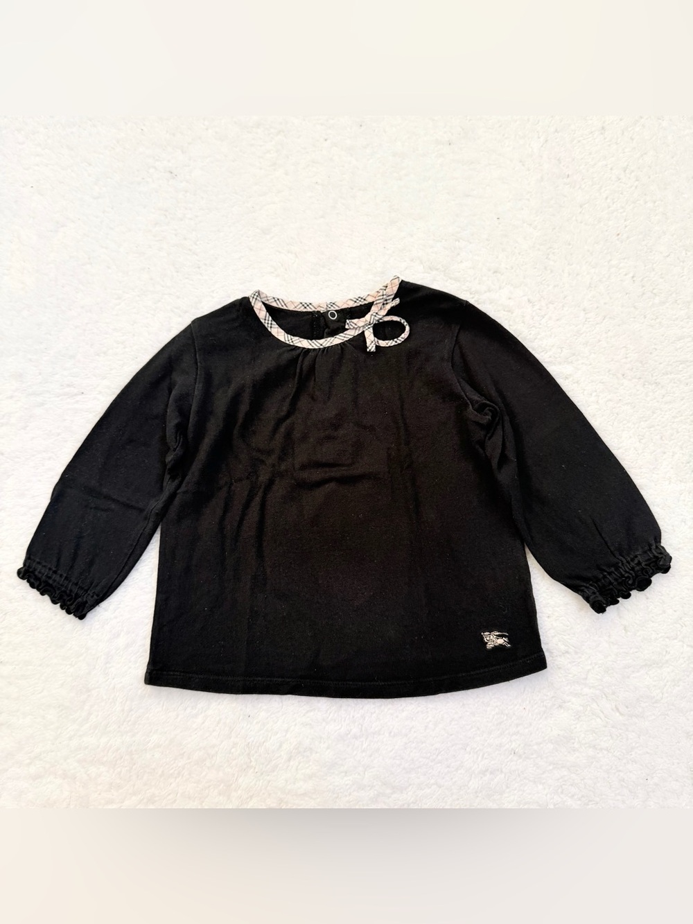 Burberry Baby Girl shirt Long sleeve 12-18m Black nova check tops horse Bow